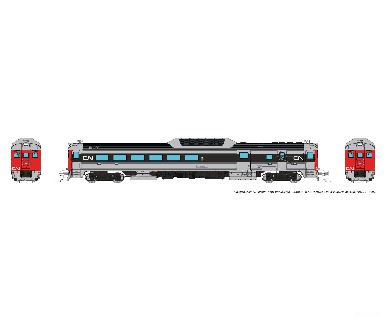Rapido 516058 N Budd RDC-3 (Ph 2) (DC/Silent): CN - Noodle Scheme: #6355 Locomotives