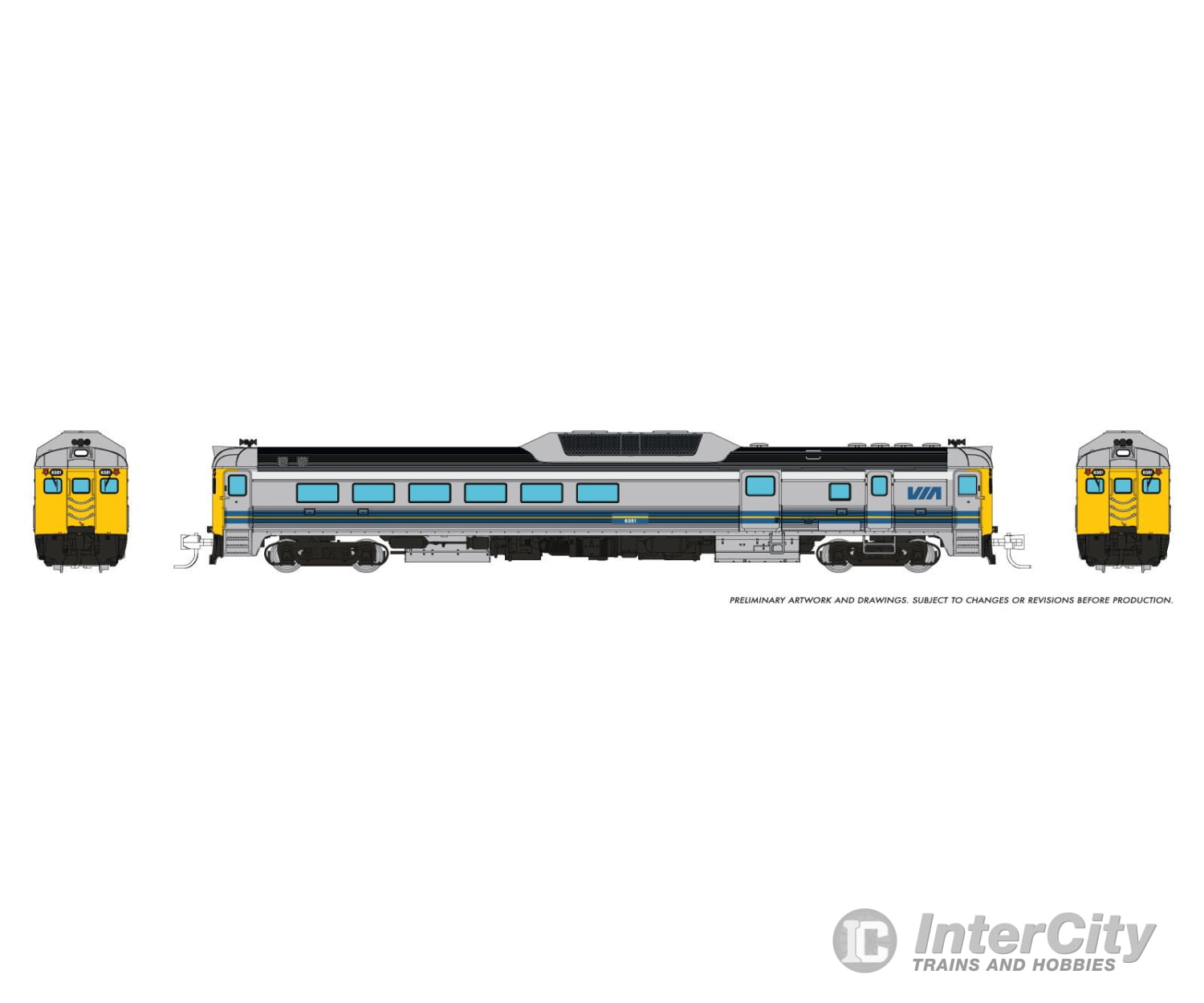 Rapido 516075 N Budd RDC-3 (Ph 2) (DC/Silent): VIA Rail - Early: #6351 Locomotives