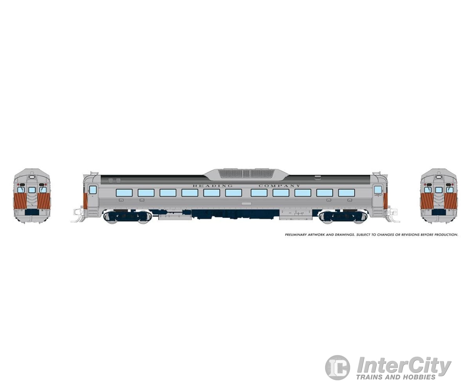 Rapido 516511 N Budd Rdc-1 (Phase 2) (Dc/Dcc/Sound): Reading - Safety Stripes Locomotives