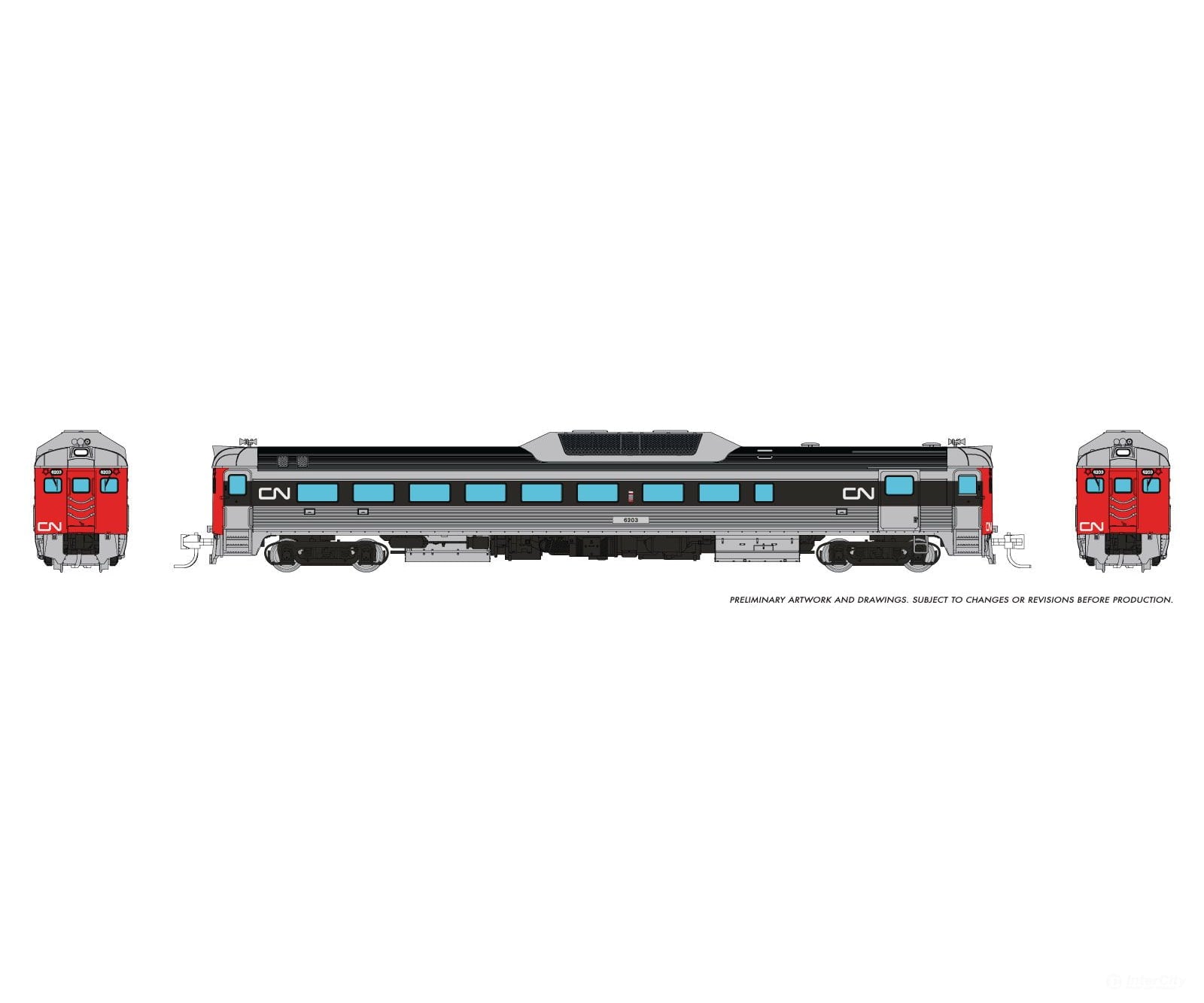 Rapido 516527 N Budd RDC-2 (Ph 2) (DC/DCC/Sound): CN - Noodle Scheme: #6203 Locomotives