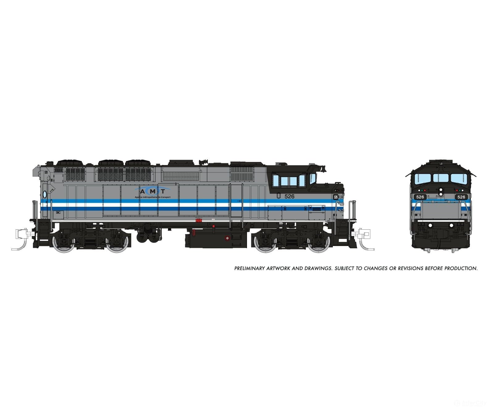 Rapido 519503 N Gmdd F59Ph (Dc/Dcc/Sound): Amt Montreal - 3 Stripes: #526 Locomotives