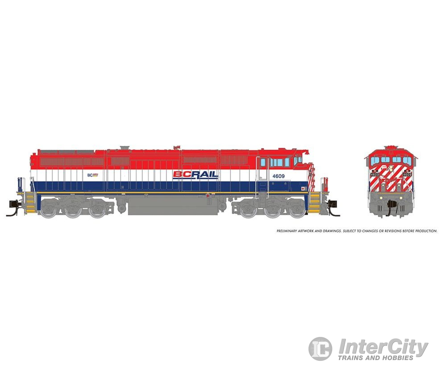 Rapido 540048 N Dash8-40Cm (Dc/Silent): Bcr - Red/White/Blue W/Frame Stripe: #4609 Locomotives