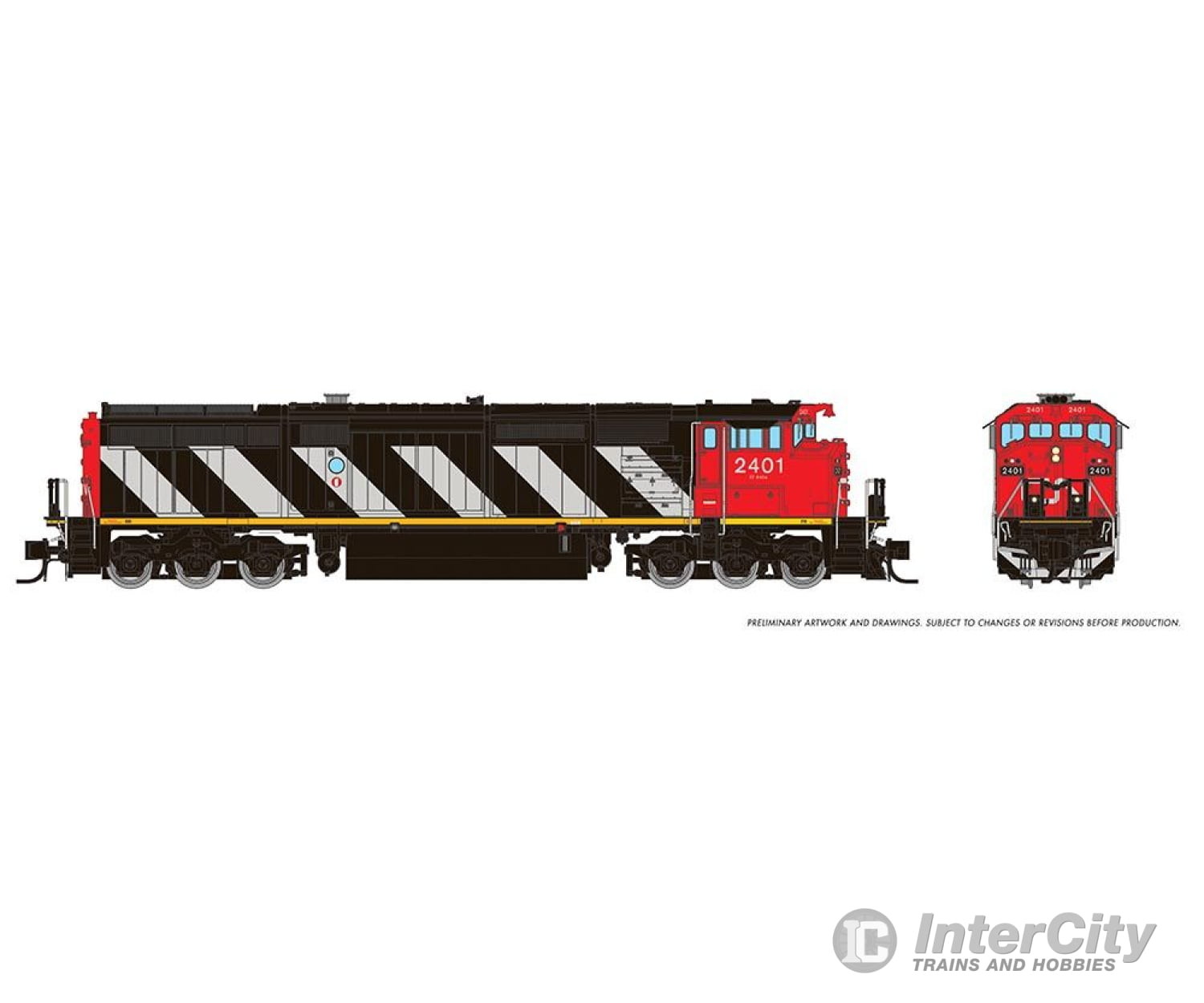 Rapido 540533 N Dash8-40Cm (Dc/Dcc/Sound): Cn - Stripes Scheme: #2401 Locomotives