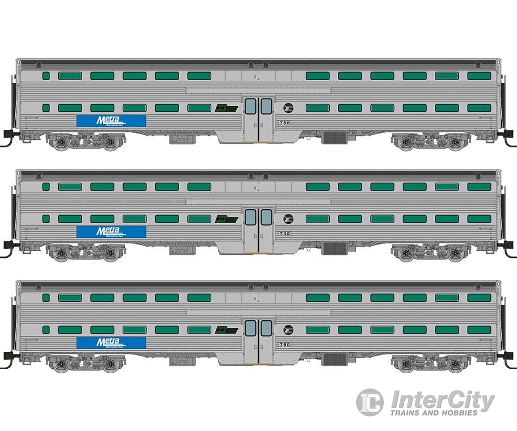 Rapido 545005 N Gallery Commuter Car: Metra - Bn Logo: Set #3 (Coaches: 749 756 760) Passenger Cars