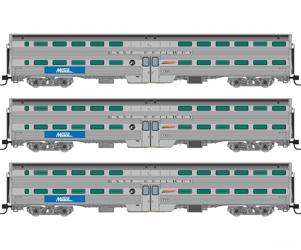Rapido 545011 N Gallery Commuter Car: Metra - Bnsf Swoosh: Set #3 (Coaches: 741 750 777) Passenger