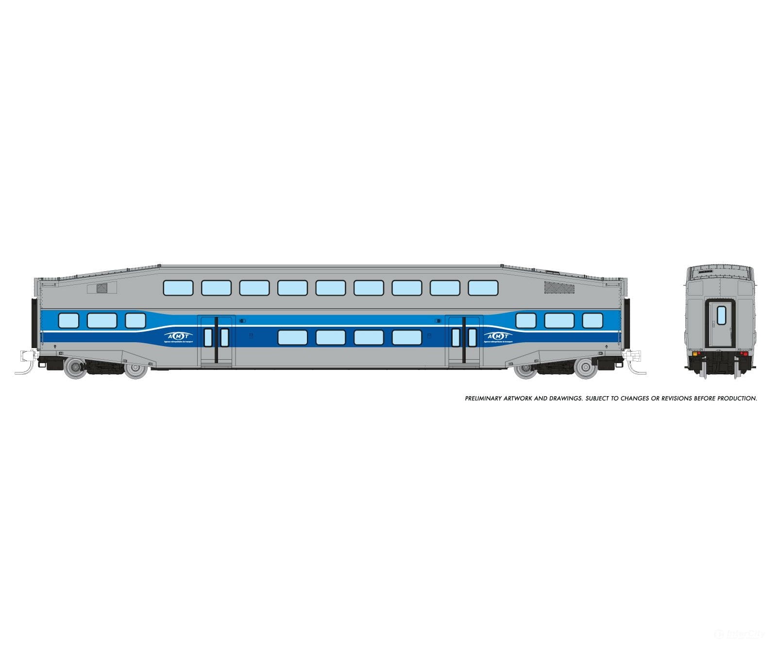 Rapido 546006A N Bilevel Commuter Car: Amt Montreal: Single Coach Passenger Cars