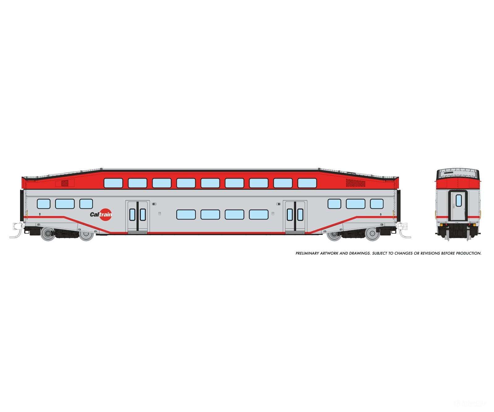 Rapido 546009A N Bilevel Commuter Car: Caltrain: Single Coach Passenger Cars