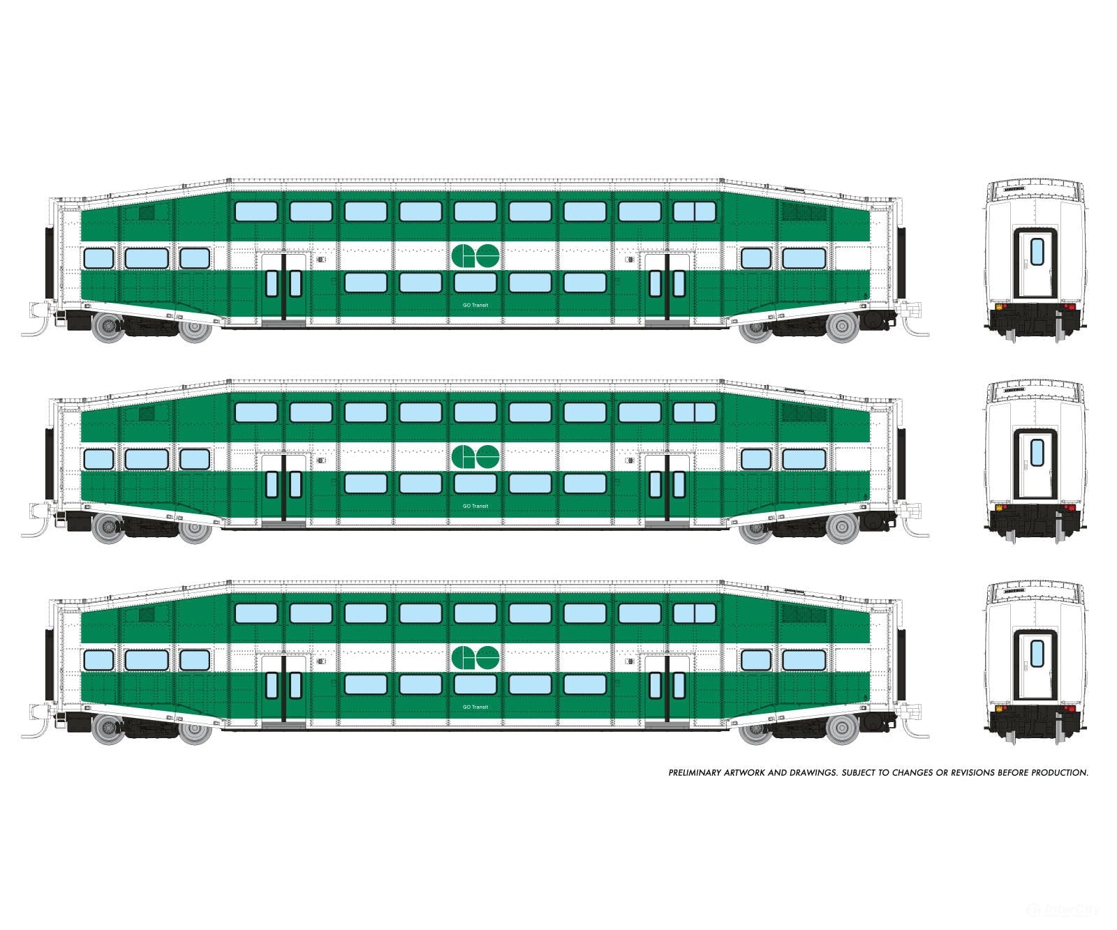 Rapido 546015 N Bilevel Commuter Car: Go Transit: Set #3 (Coaches: 2310 2325 2341) Passenger Cars