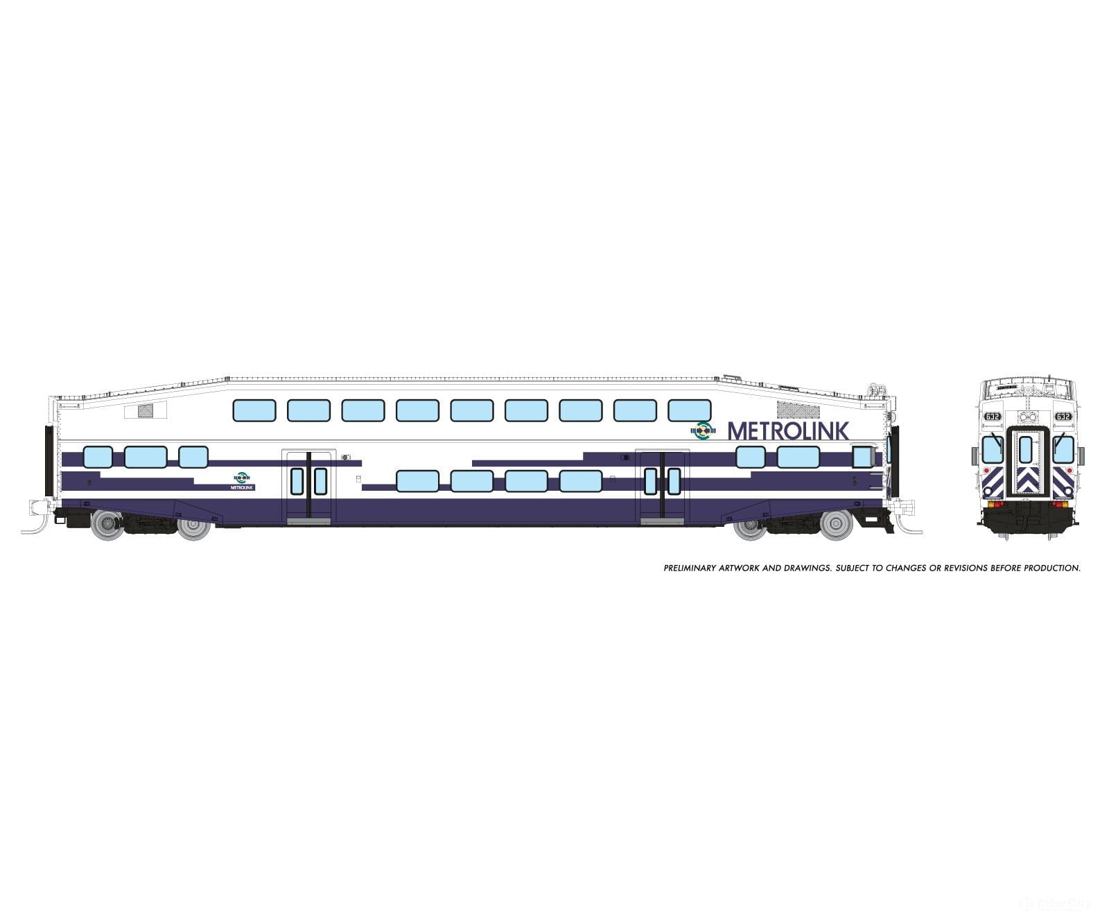 Rapido 546020 N Bilevel Commuter Car: Metrolink - As Delivered: Set #2 (Cab: 636 Coaches: 191 210)