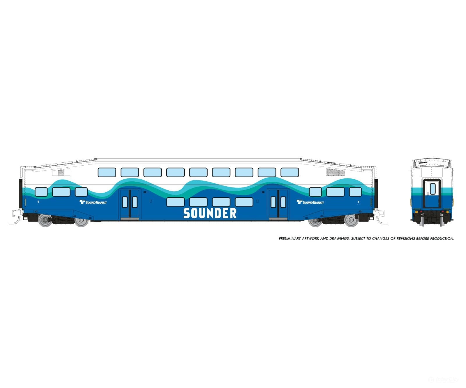 Rapido 546024A N Bilevel Commuter Car: Sounder: Single Coach Passenger Cars