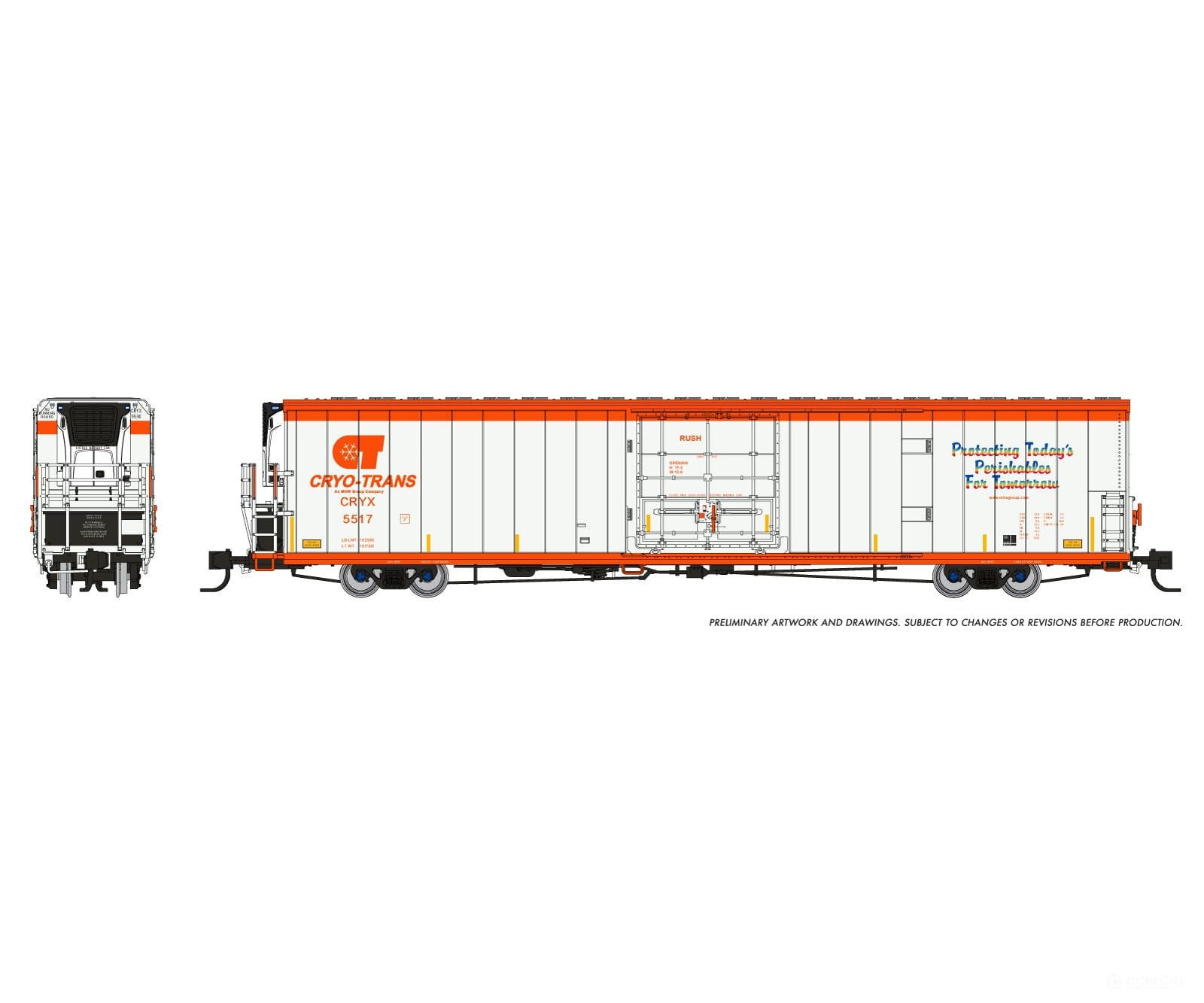 Rapido 567001-3 N Greenbrier 7780cuft Reefer: Cryo-Trans: 5525 Bean City - Freight Cars