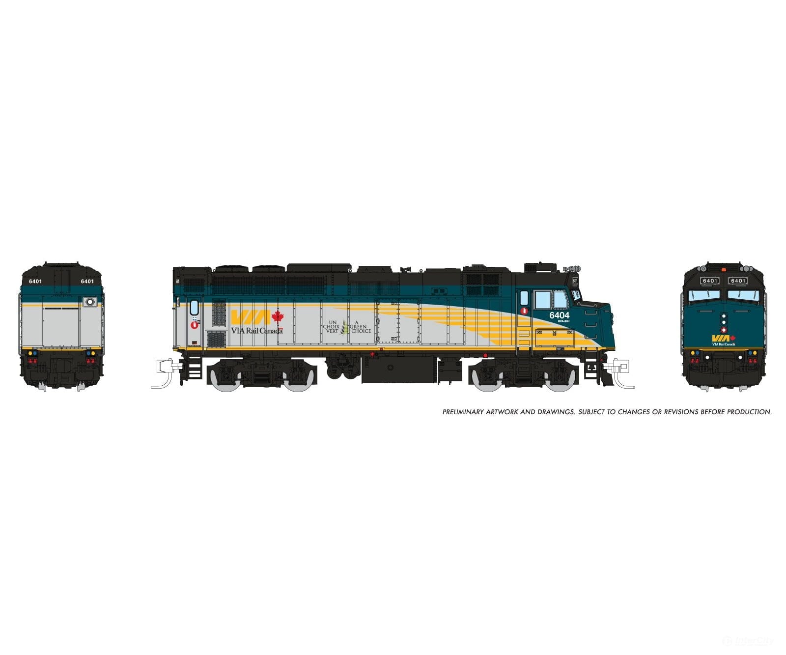 Rapido 582509 N Rebuilt F40PH-2D (DC/DCC/Sound): VIA Rail - Renaissance: #6404 Locomotives