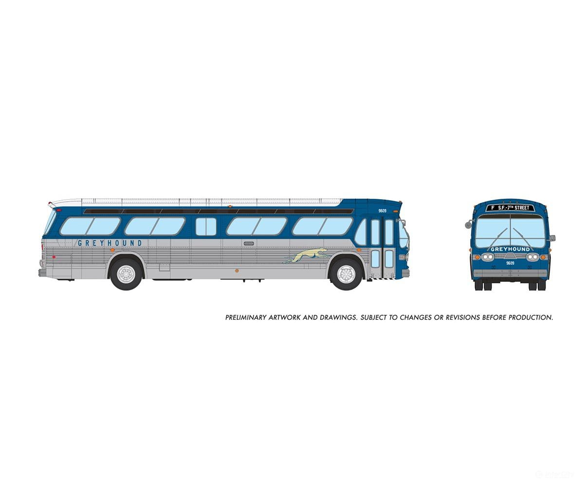 Rapido 753119 Ho 1/87 New Look Bus (Deluxe): Greyhound - Blue & Silver: #9609 Cars Trucks