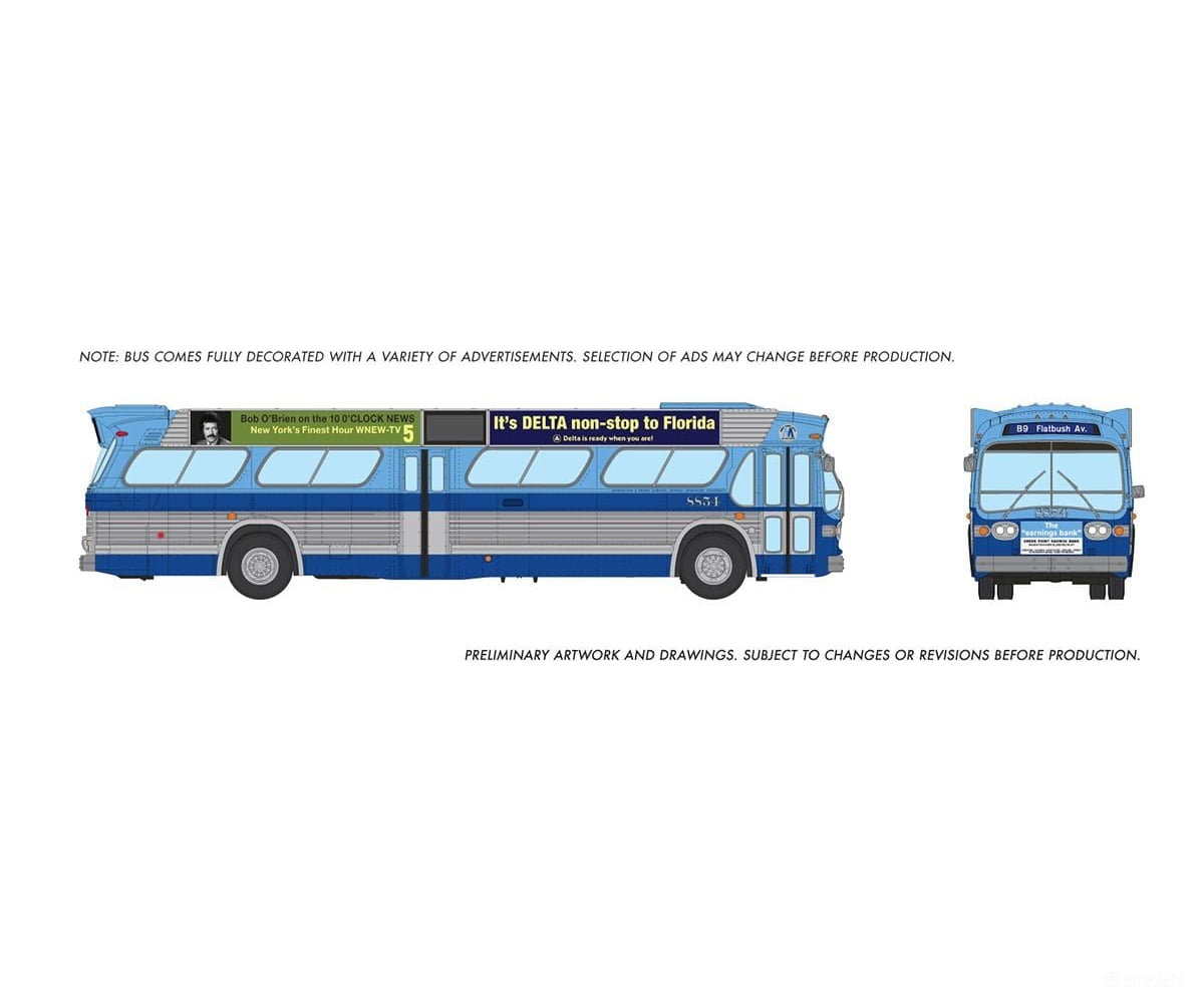 Rapido 753146 Ho 1/87 New Look Bus (Deluxe): York Mta - Blue: #8854 With Ads Cars & Trucks