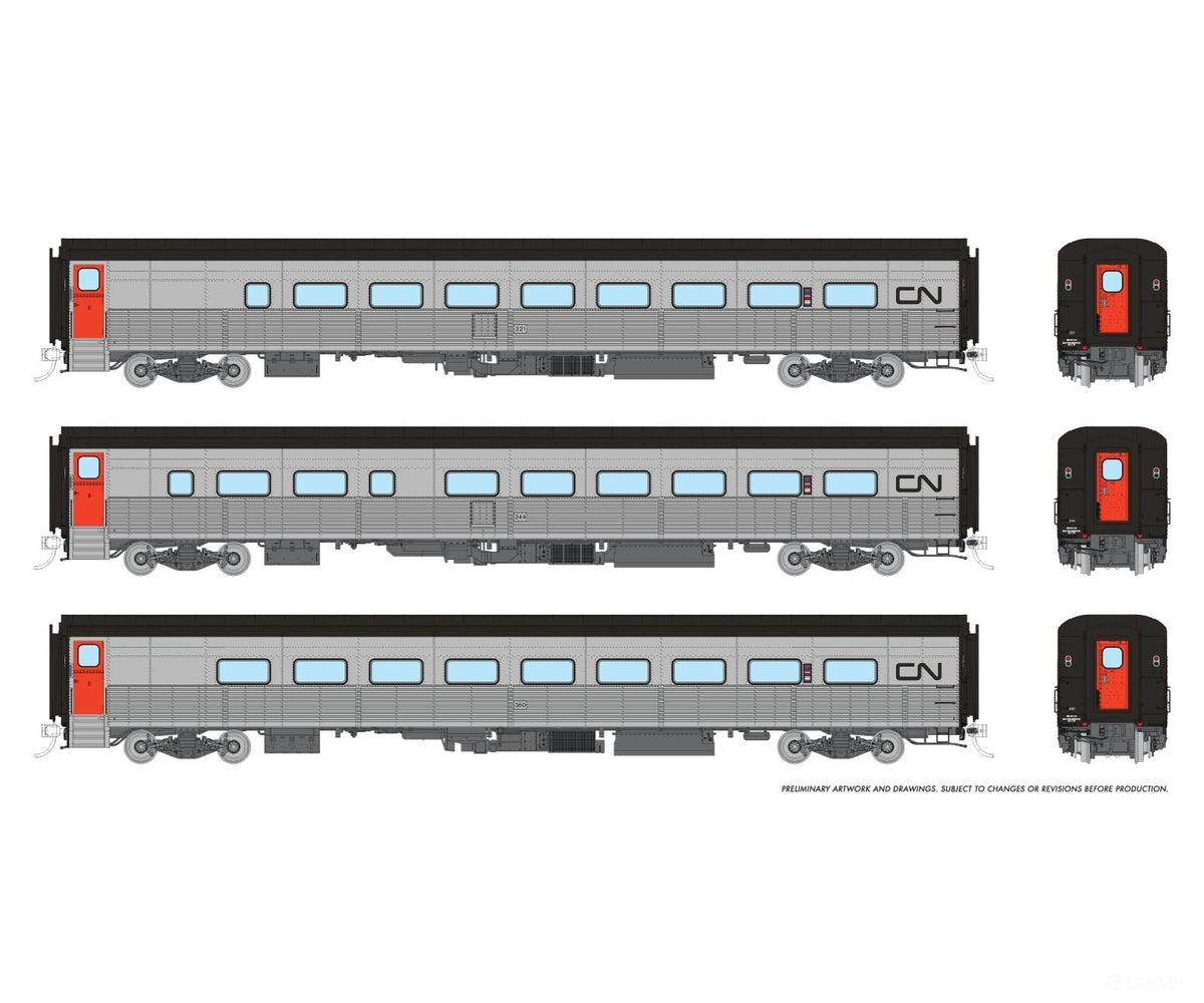 Rapido 9062001 HO Hawker Siddeley Tempo Train: CN Set #1: Club 321 CBL 344 Coach 360 - Starter & Train Sets