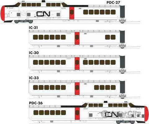 Rapido Ho 203505 Uac Turbotrain 5-Car Passenger Train-Only Set - Sound & Dcc Equipp Canadian