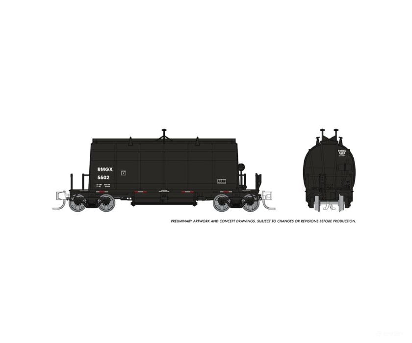 Rapido N 543011 Long Barrel Ore Hopper: Rmgx Black W/Red Stripes - Single Car Freight Cars