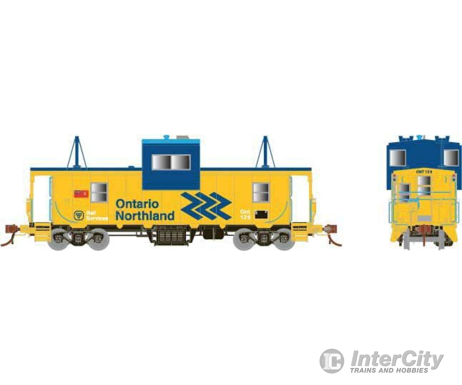 Rapido Trains Ho 110142 Cp Angus Shops Caboose - Ready To Run -- Ontario Northland 122 (Yellow Blue