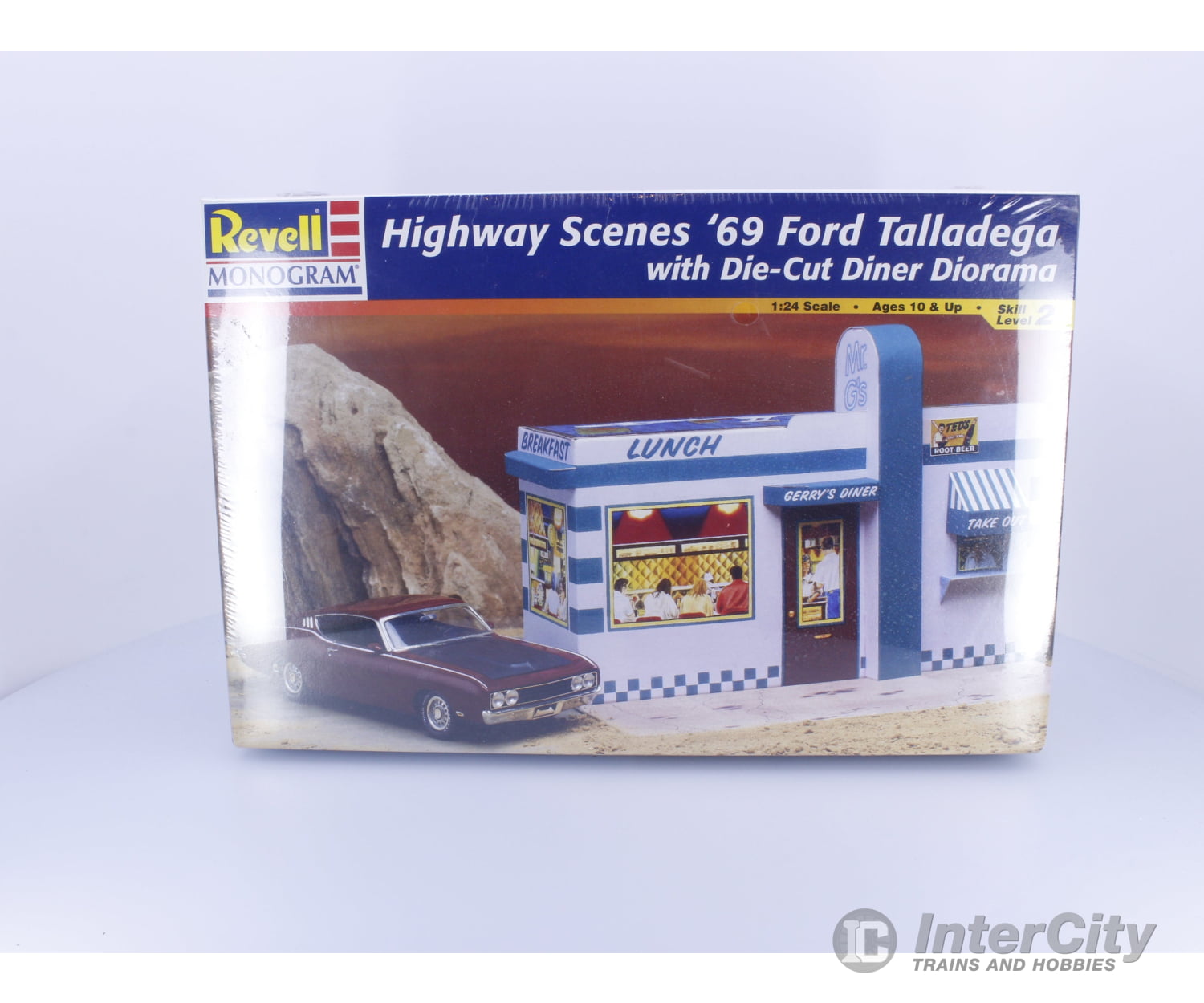 Revell 85-7803 G Highway Scenes 1969 Ford Talladega w/Diorama Plastic Model Kit 1/25 Plastic Car Model Kits