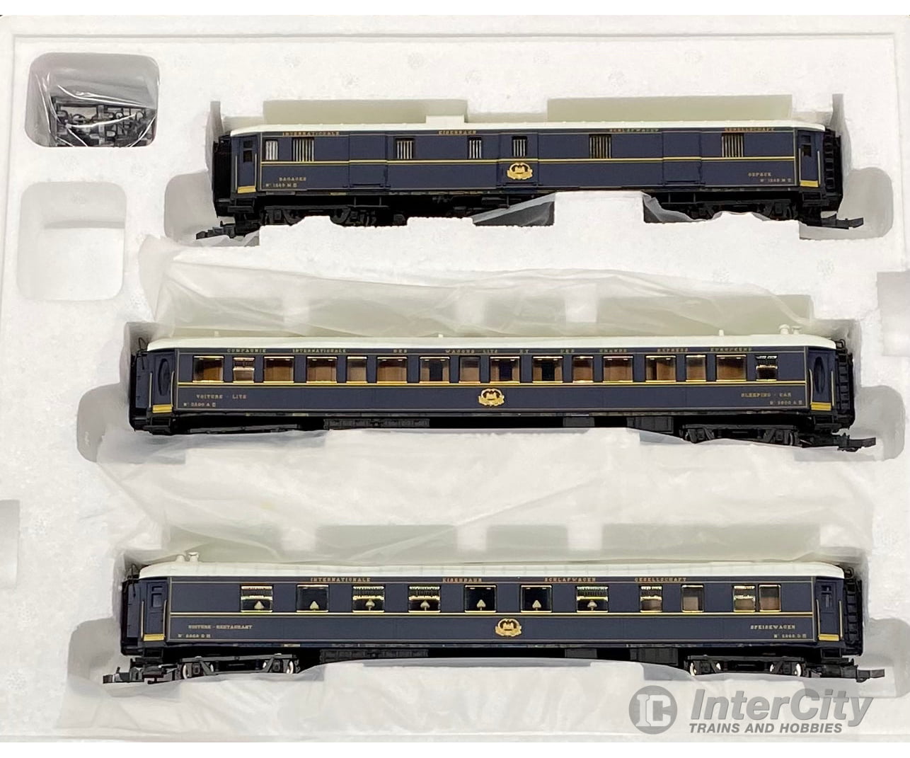 Rivarossi HR4088 HO OBB Ostende-Vienna-Express Carrozze Bagaliaio Ristorante e Letti Set of 3 1265,2868,3500 European