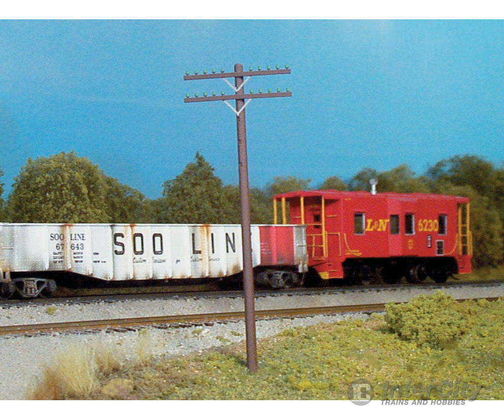 Rix Products 32 2-Arm Railroad Telephone Poles -- Kit - 18 & 36 Crossarms (Brown) Scenery Details