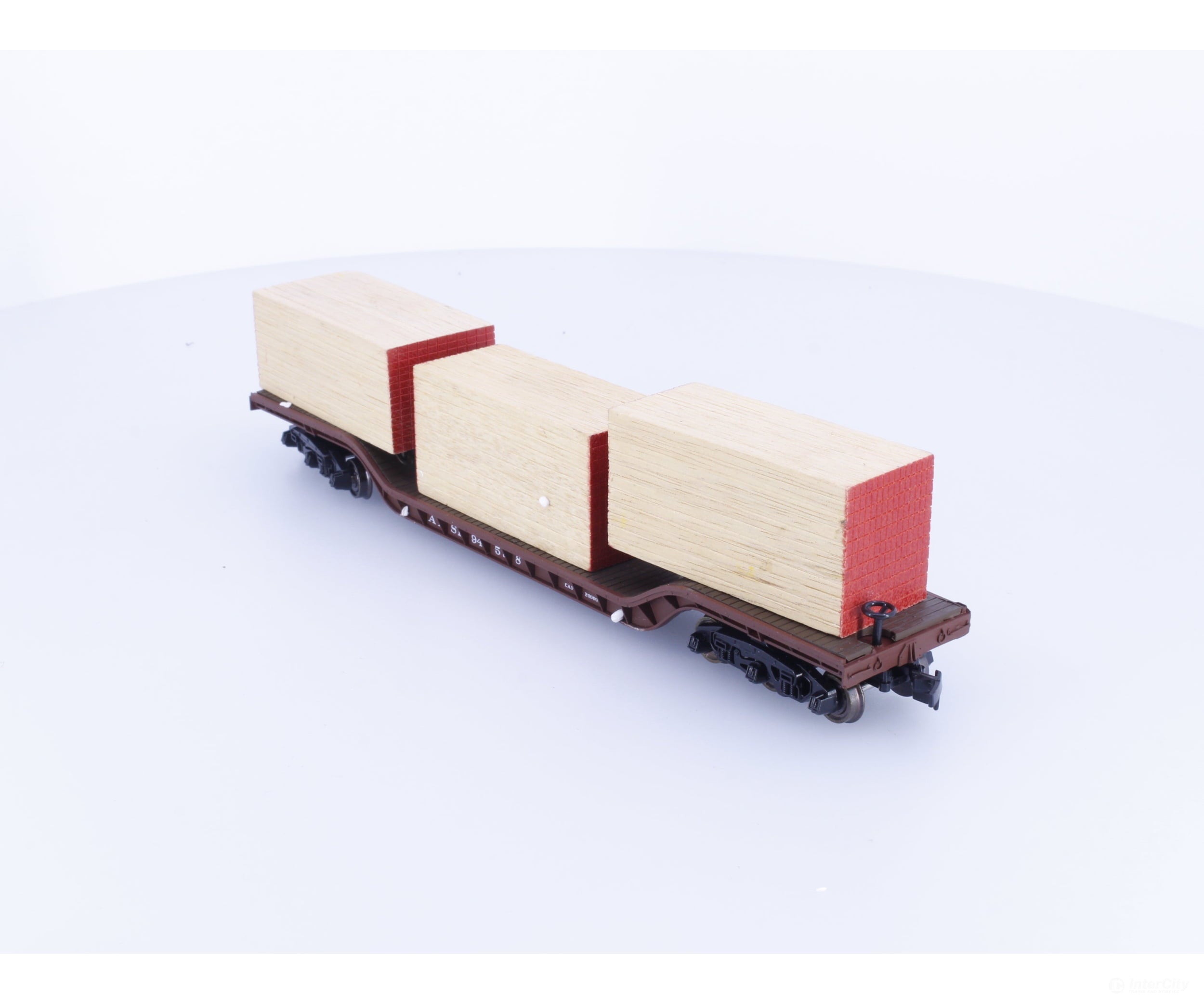 Roco 48993 HO 53’ Depressed Center Flat Car with Wood Load Atchison Topeka and Santa Fe (ATSF) 94578 - Freight Cars