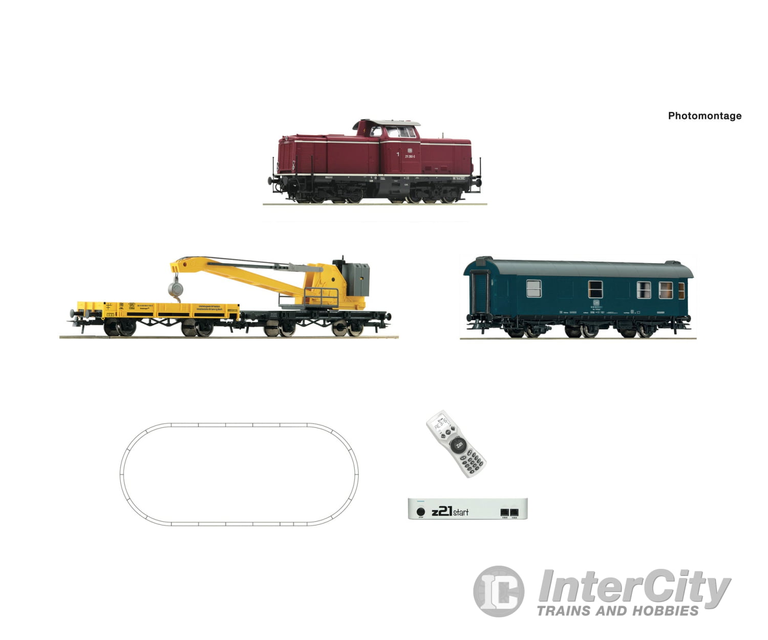 Roco 5110004 Ho Z21 Start Digital Set: Diesel Locomotive Class 211 With Crane Train Db Era 4 (Dcc)