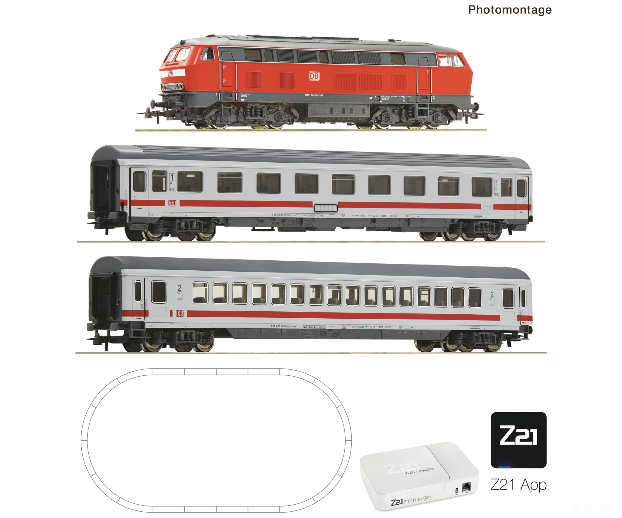 Roco 5110010 HO Z21 START newGen digital set: Diesel locomotive class 218 (GEOLINE Z21 app only) DB AG Starter & Train