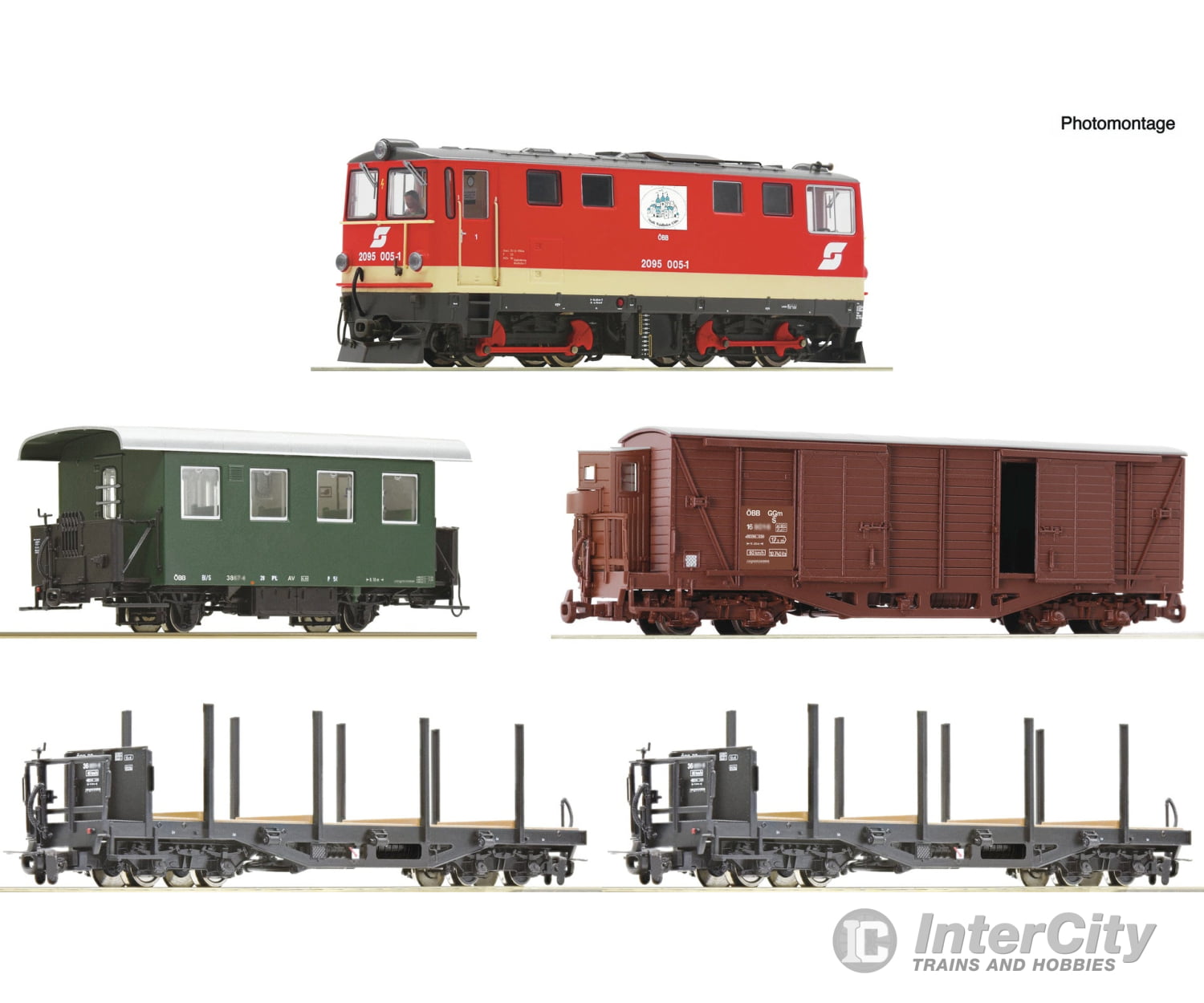 Roco 5540001 Hoe 5-Piece Trainset: Diesel Locomotive 2095 005-1 With Fwp Öbb Era 5 (Dc) European