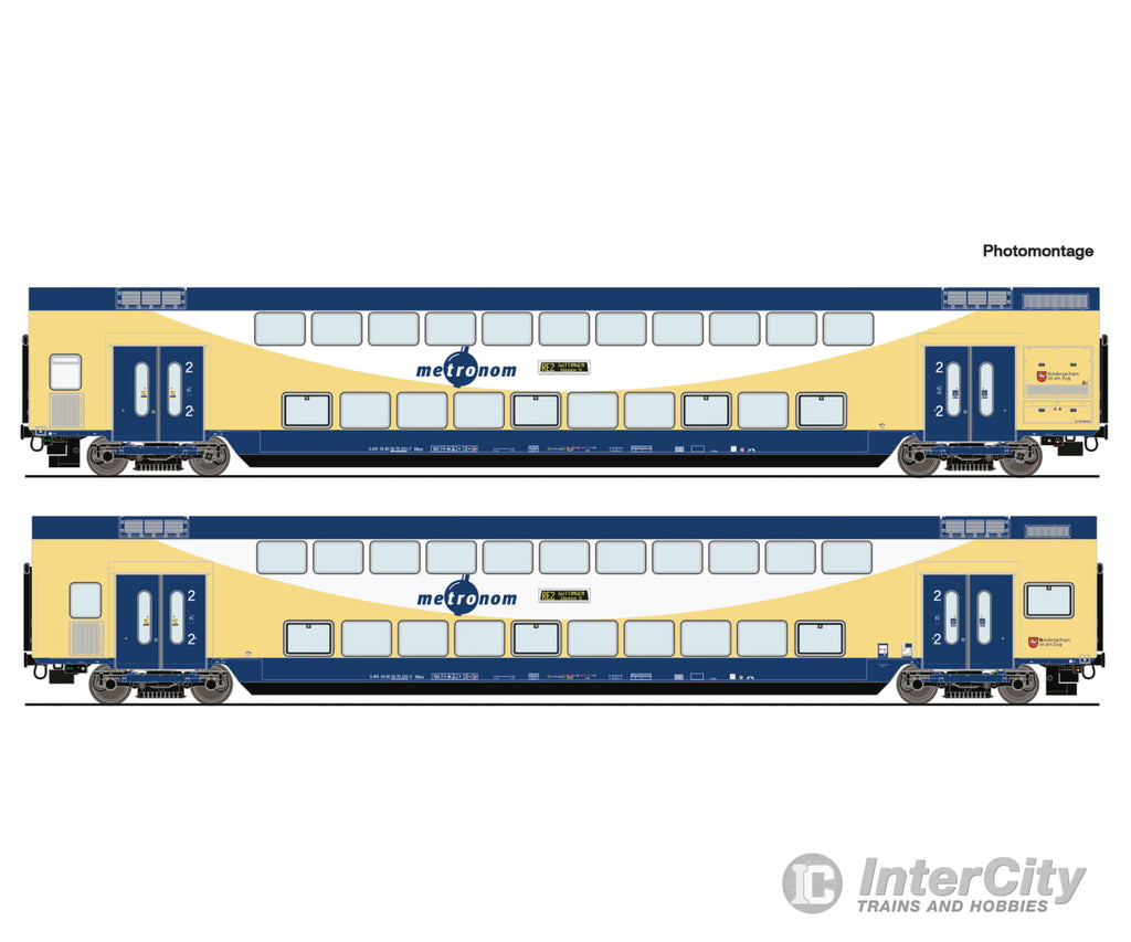 Roco 6200106 Ho 2-Piece Set: Double-Decker Coaches Metronom Era 6 European Passenger Cars