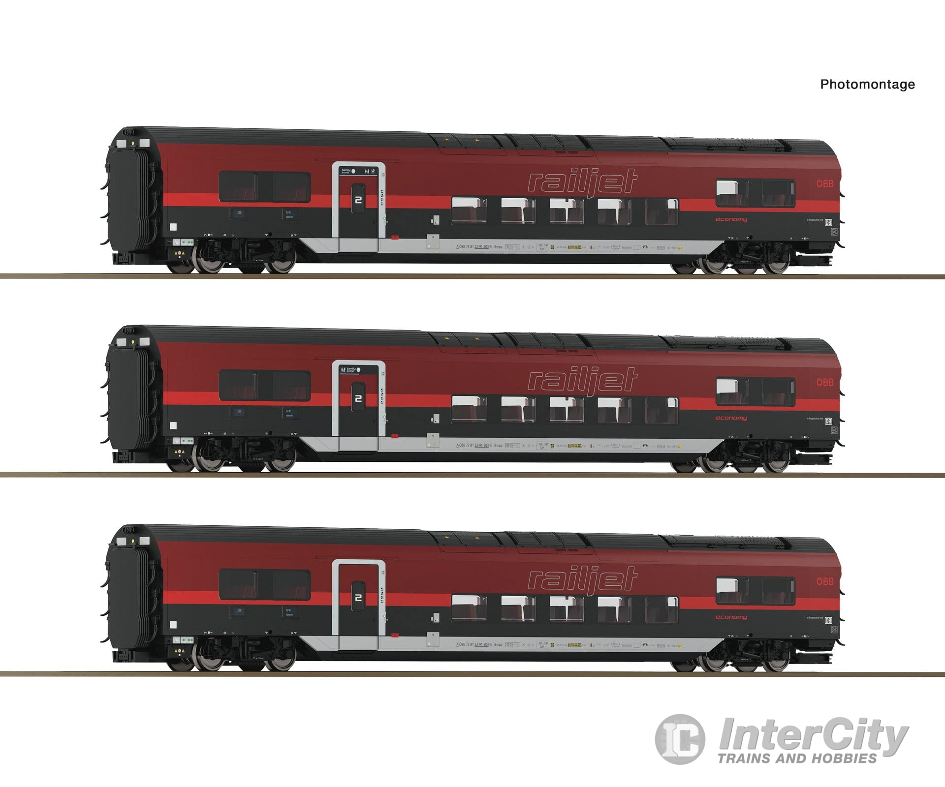 Roco 6200179 HO 3 piece set (2): Railjet 2 ÖBB European Passenger Cars