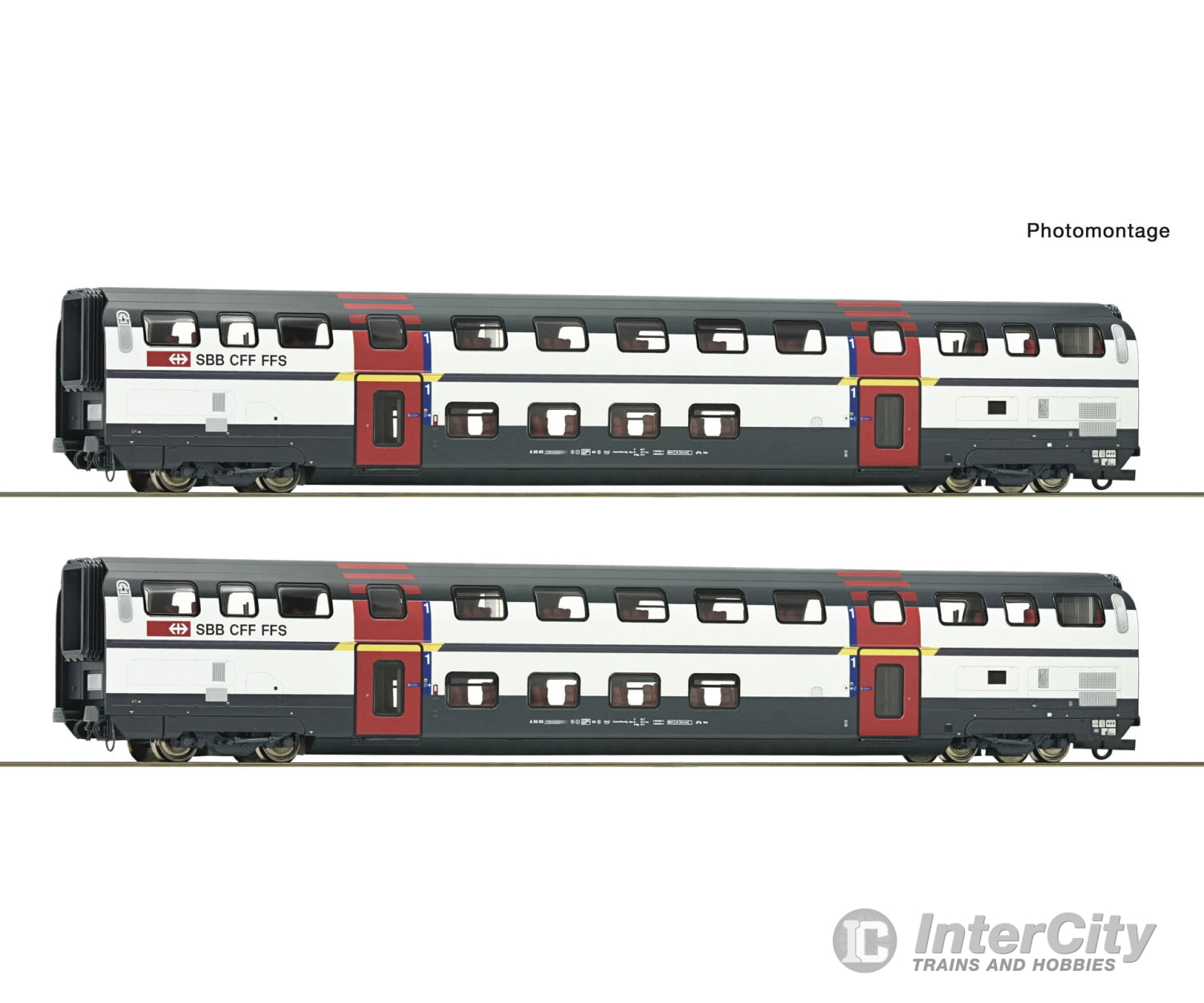 Roco 6200215 HO 2 piece set: 1st class double-deck coaches SBB European Passenger Cars