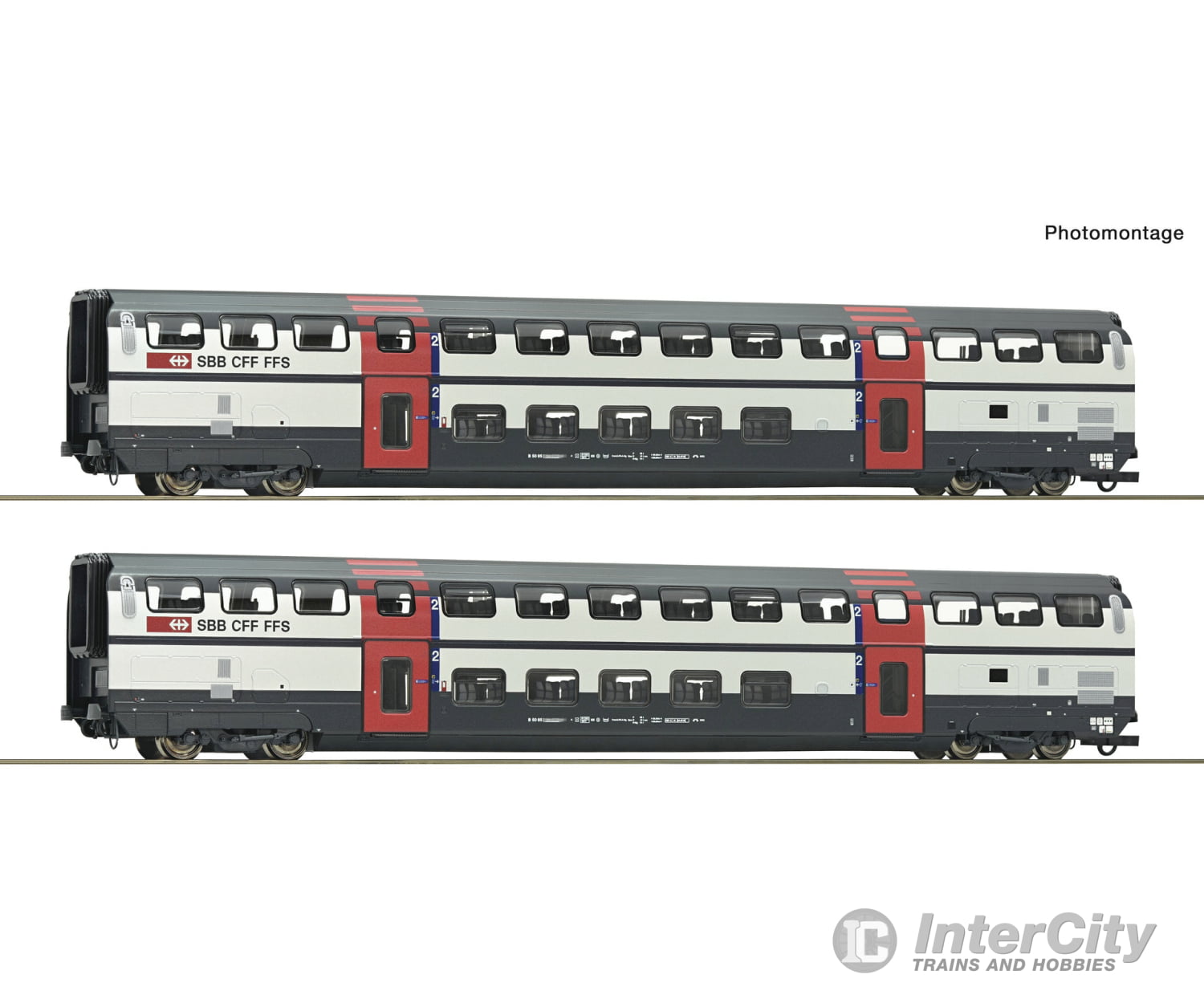 Roco 6200216 HO 2 piece set (1): 2nd class double-deck coaches SBB European Passenger Cars