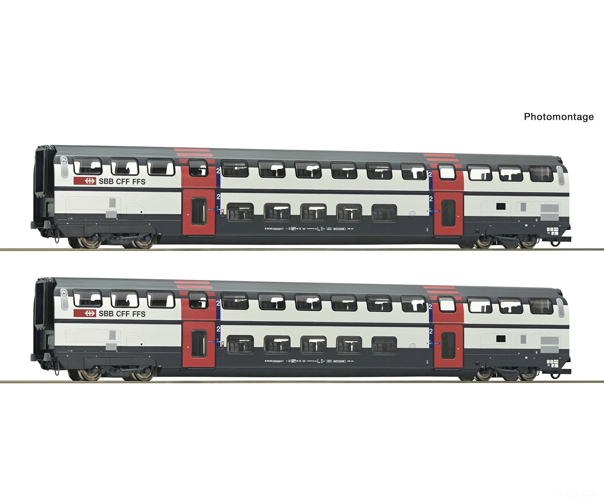 Roco 6200217 HO 2 piece set (2): 2nd class double-deck coaches SBB European Passenger Cars
