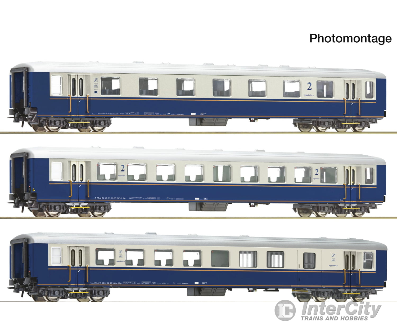 Roco 6200244 HO 3 piece set: Schlieren wagons Regiobahn European Passenger Cars