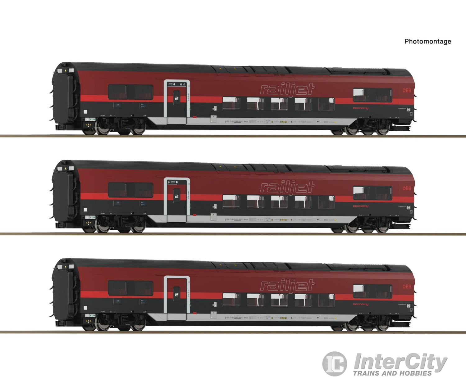 Roco 6210179 HO 3 piece set (2): Railjet 2 ÖBB European Passenger Cars