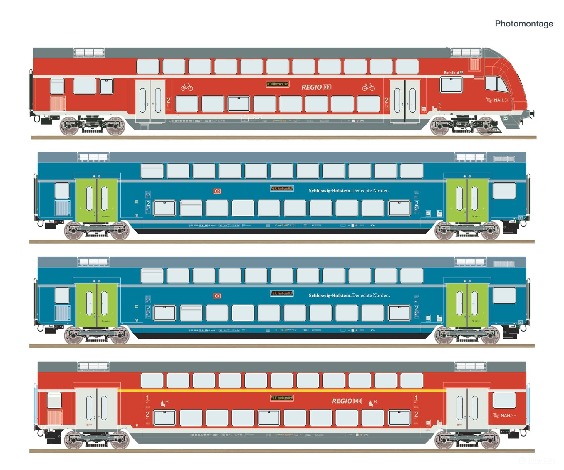 Roco 6210250 HO 4 piece set: Double-deck coaches DB AG European Passenger Cars
