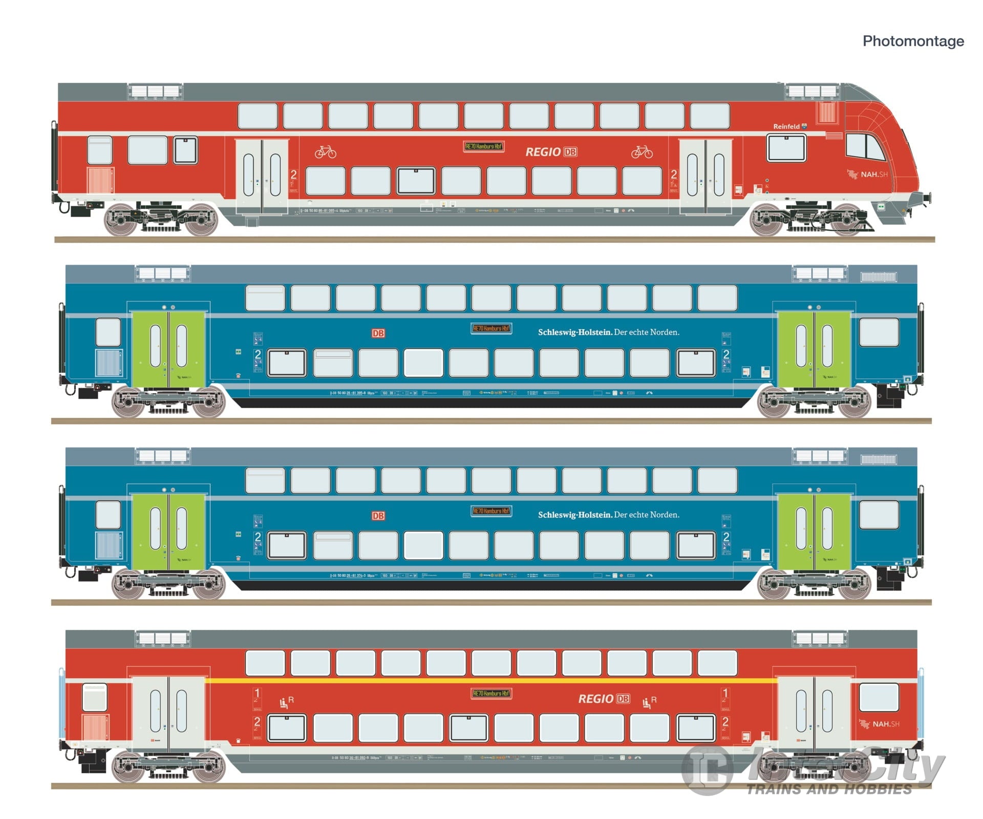 Roco 6220250 HO 4 piece set: Double-deck coaches DB AG European Passenger Cars