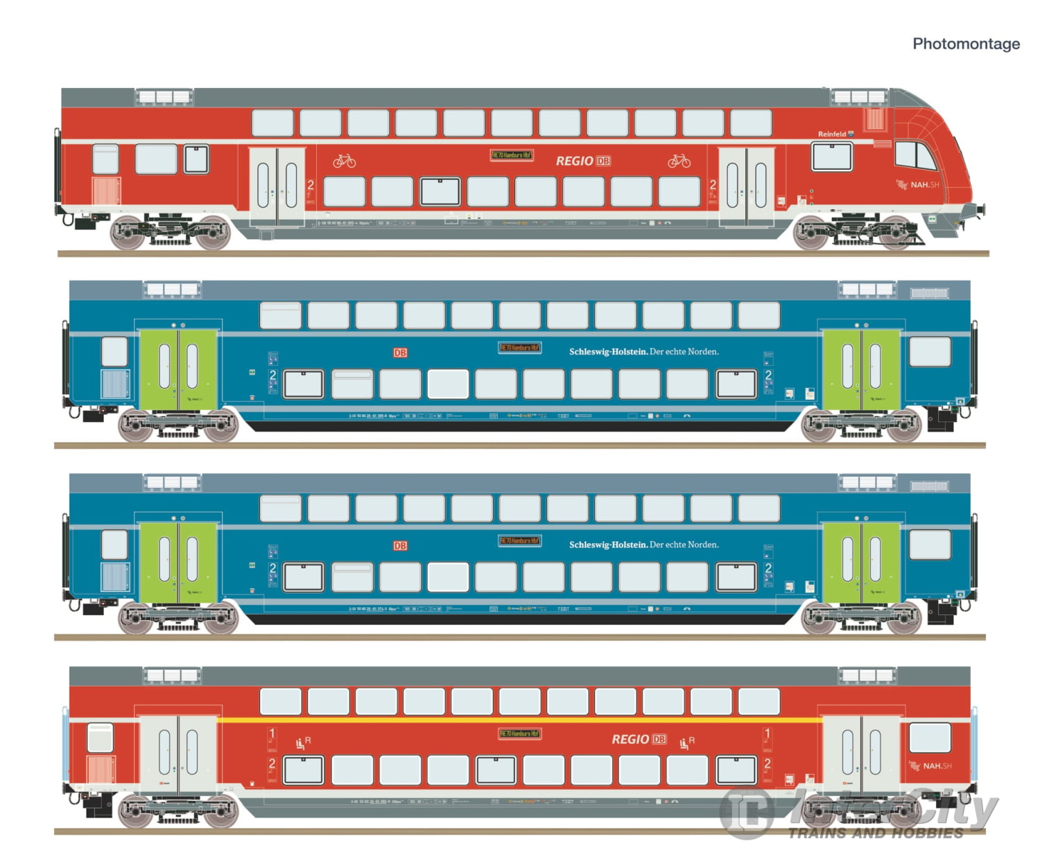Roco 6220250 HO 4 piece set: Double-deck coaches DB AG European Passenger Cars