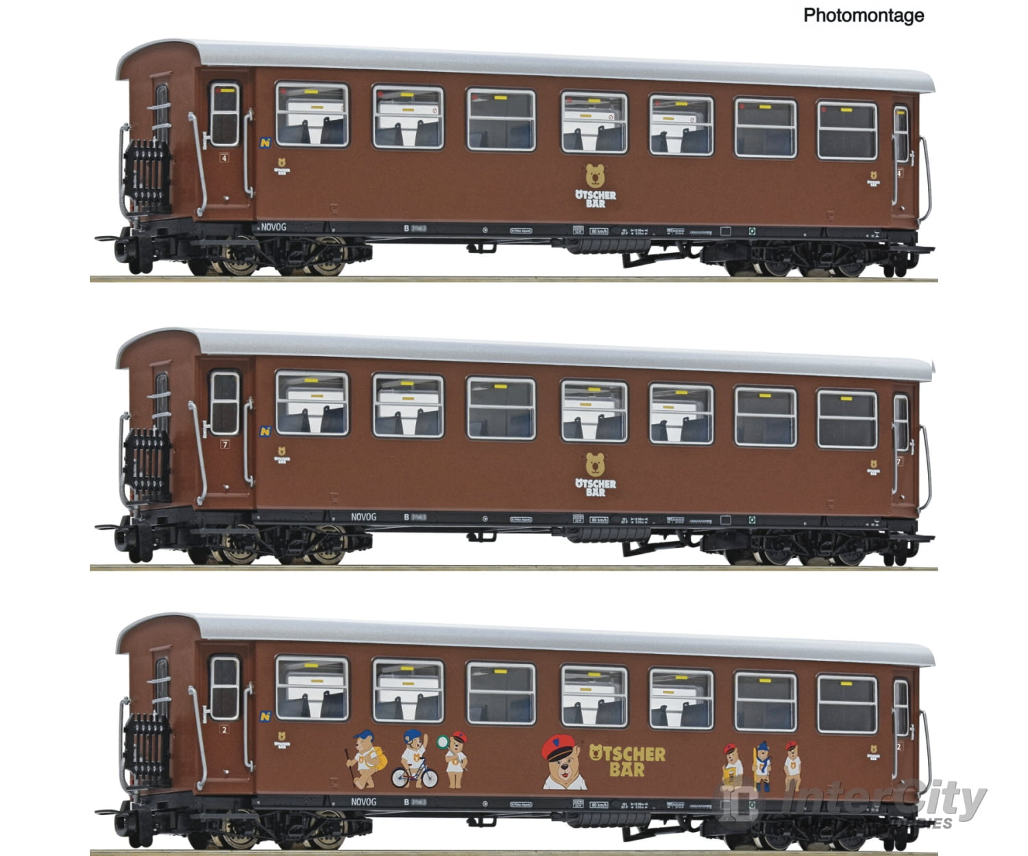 Roco 6240002 Hoe 3-Piece Set: “Ötscherbär” Passenger Train Növog Era 6 European Passenger Cars