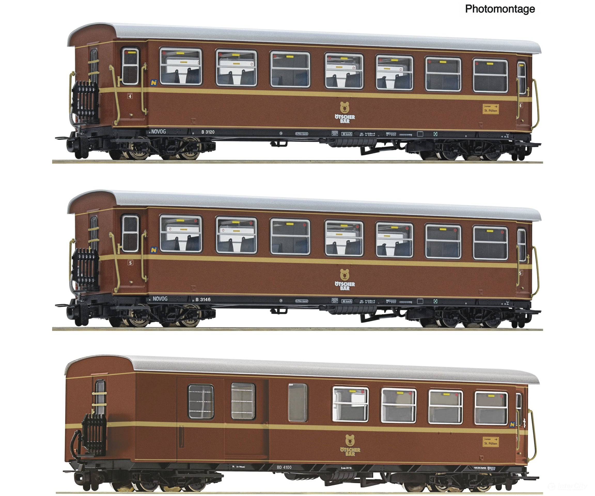 Roco 6240006 HOe 3-piece set: ’Ötscherbär’ passenger train NÖVOG European Passenger Cars