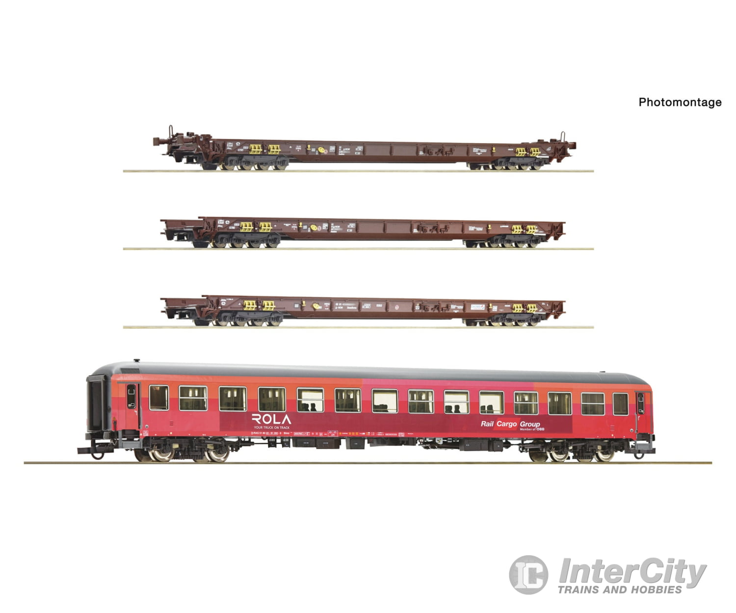 Roco 6600042 HO 4 piece set: Rollende Landstraße (Rolling road) ÖBB European Passenger Cars