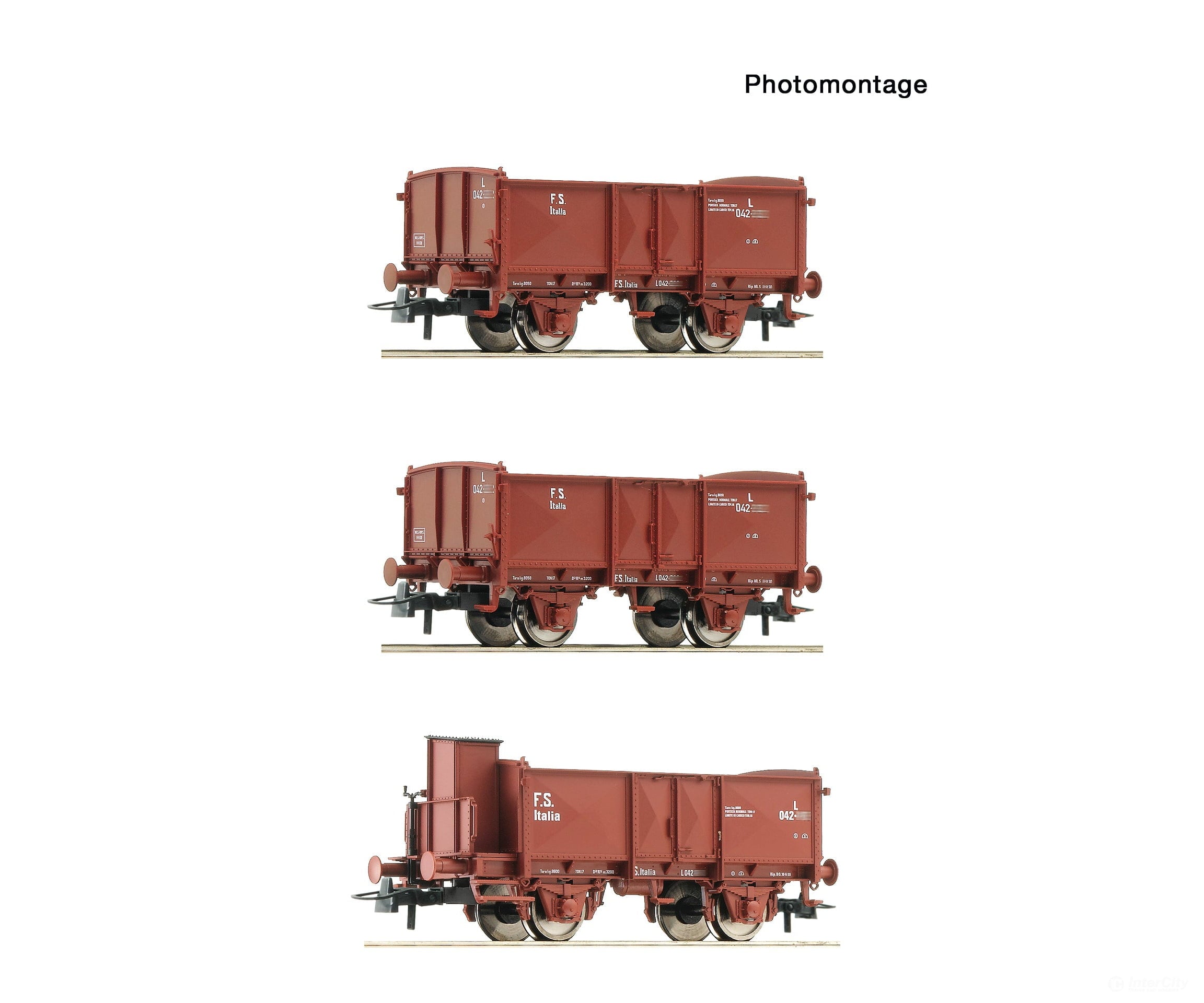 Roco 6600088 Ho 3-Piece Set: Open Goods Wagons Fs European Freight Cars