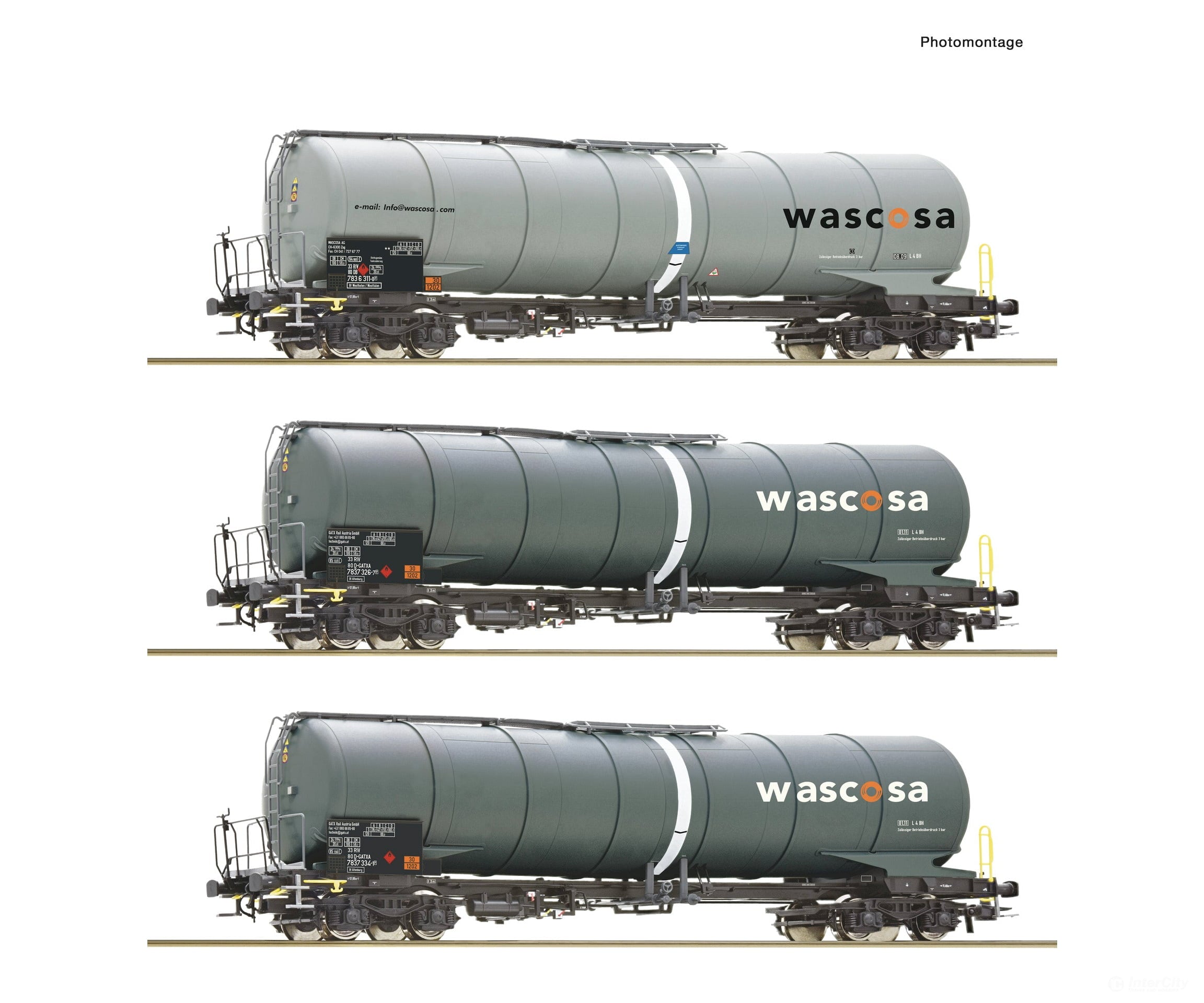 Roco 6600143 Ho 3 Piece Set: Tank Wagons Wascosa European Freight Cars