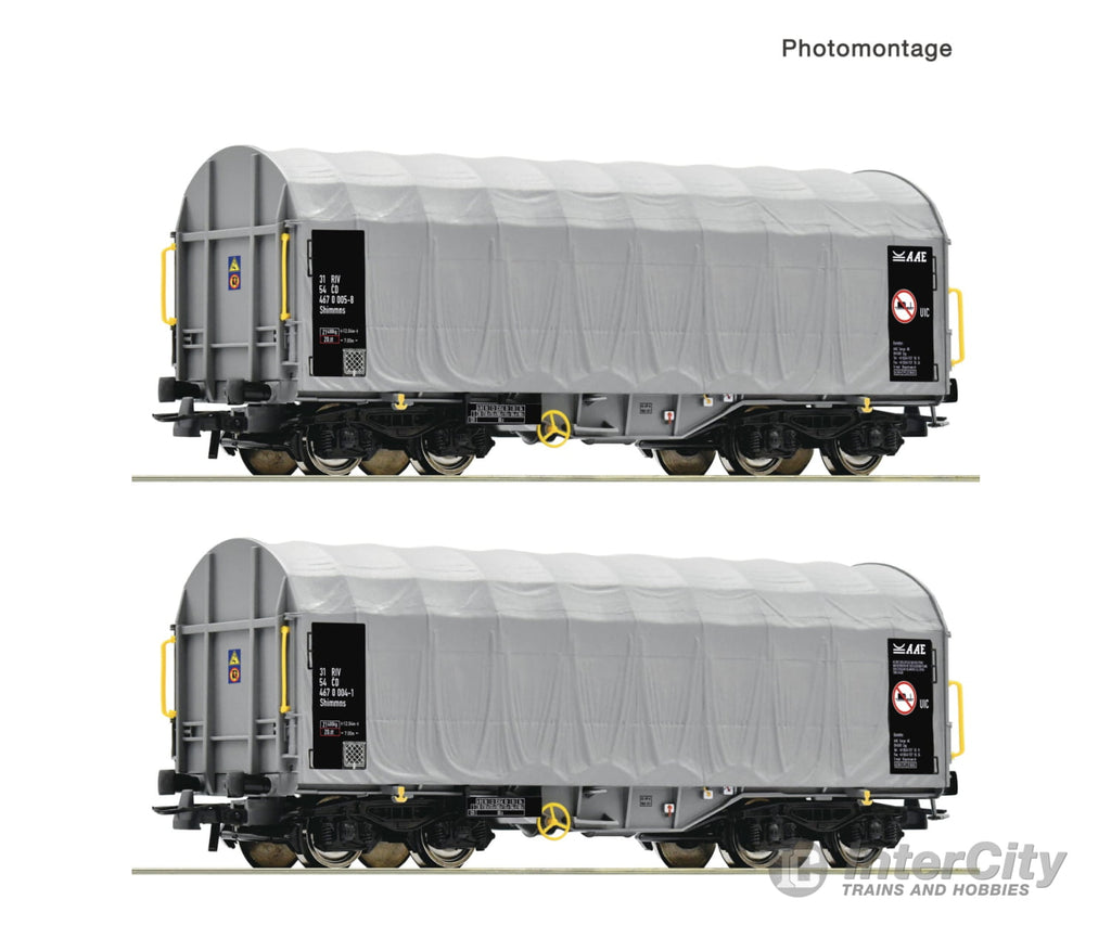 Roco 6600144 HO 2 piece set: Sliding tarpaulin wagons CD European Passenger Cars