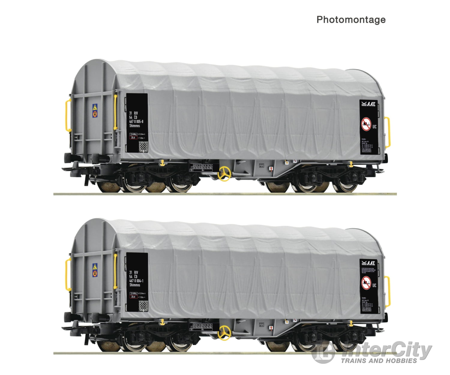 Roco 6600144 HO 2 piece set: Sliding tarpaulin wagons CD European Passenger Cars