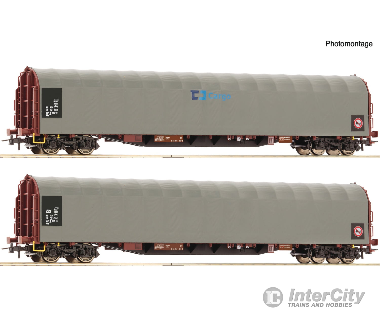 Roco 6600159 HO 2 piece set: Sliding tarpaulin wagons CD Cargo European Freight Cars