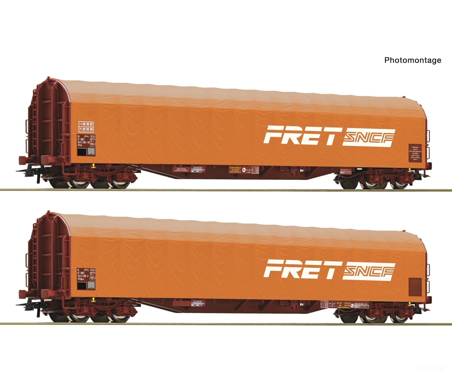 Roco 6600161 Ho 2 Piece Set: Sliding Tarpaulin Wagons Sncf European Freight Cars