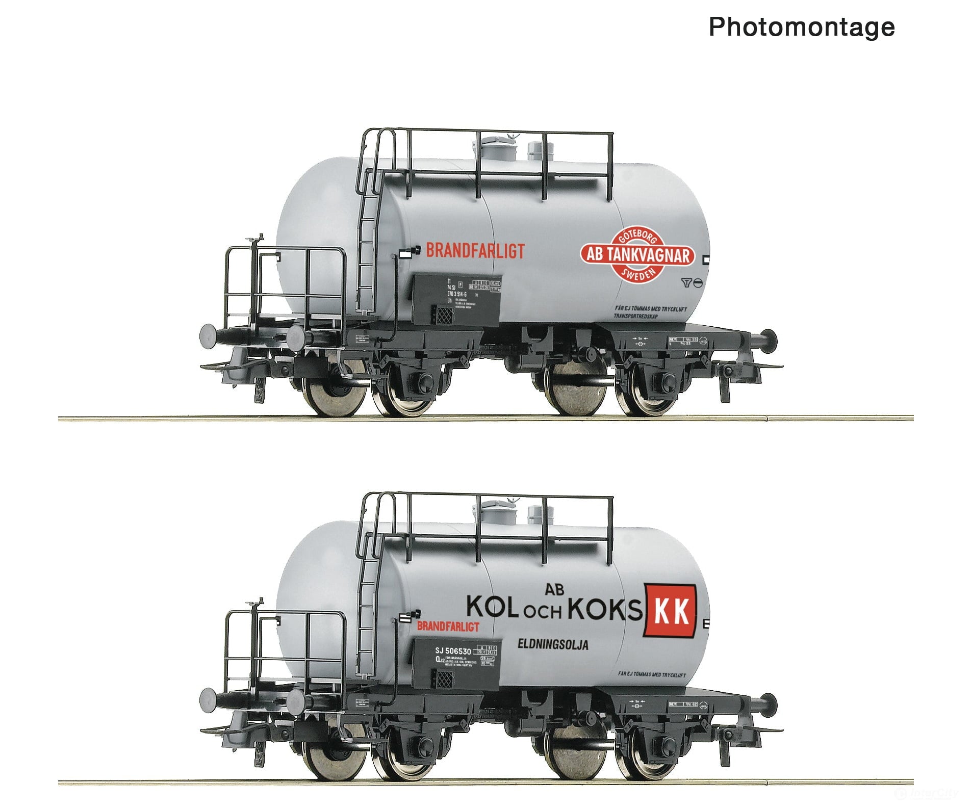 Roco 6600193 Ho 2 Piece Set: Tank Wagons Sj European Freight Cars
