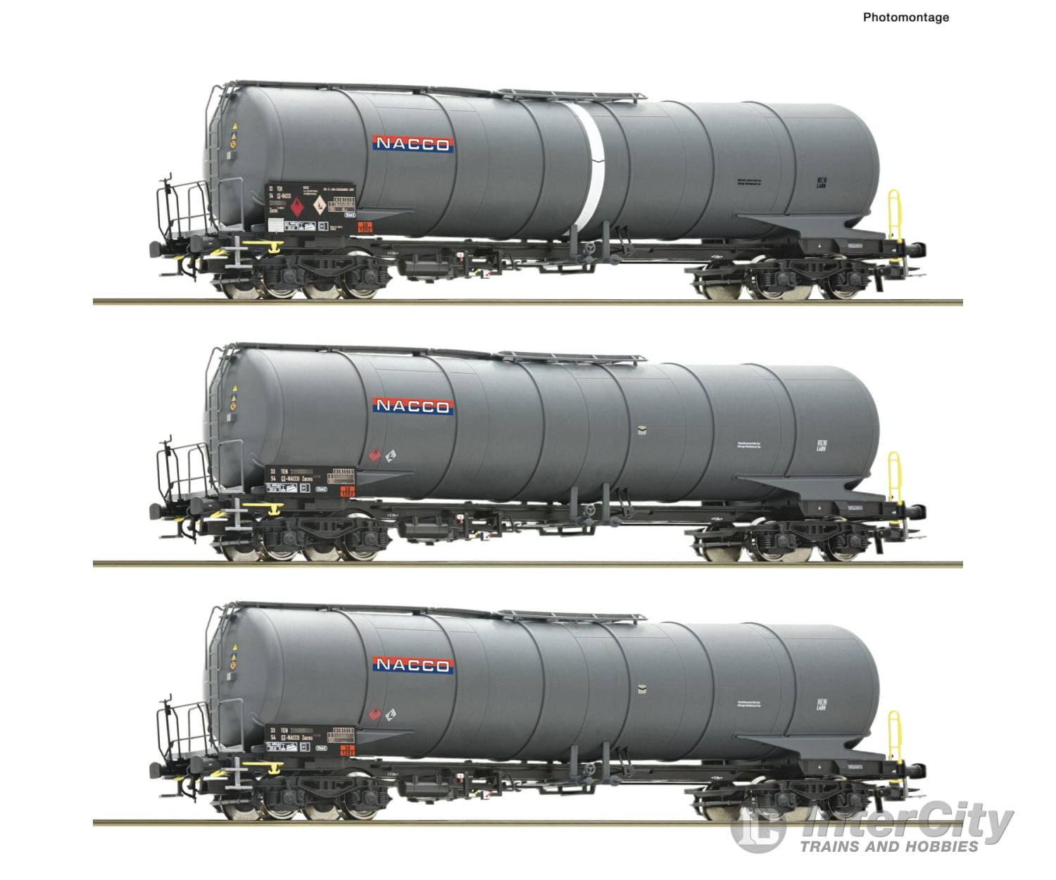 Roco 6600197 HO 3 piece set: Tank wagons NACCO European Freight Cars